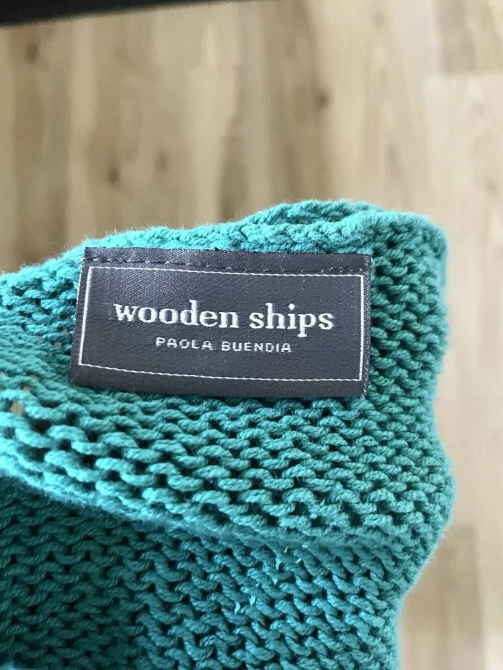 WOODEN SHIPS Open-Knit Chunky Oversized Pull-Over Sweater Teal size X/L